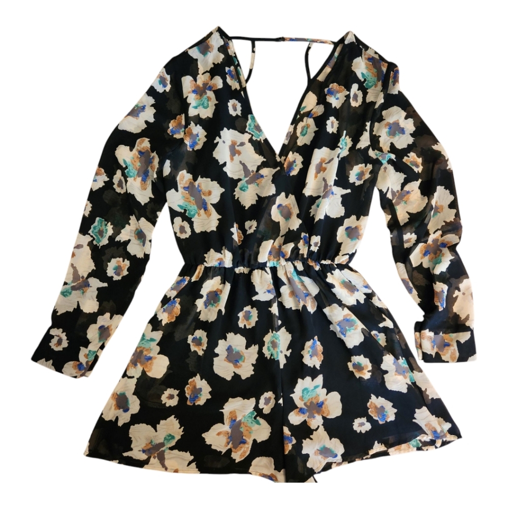 Aster Floral Jumpsuit Shorts, M, NWOT